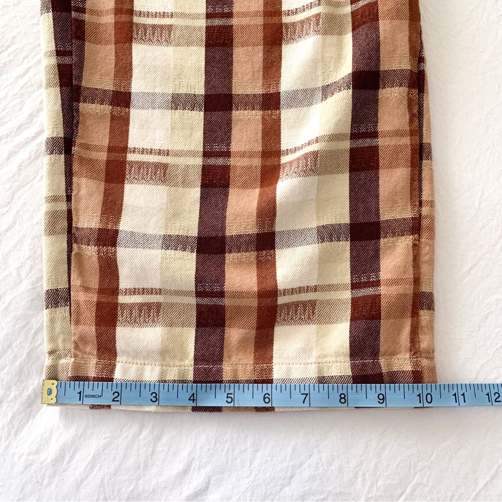 Free People Love Buzz trousers wide leg high waist cotton pants brown & ivory S - Picture 10 of 12